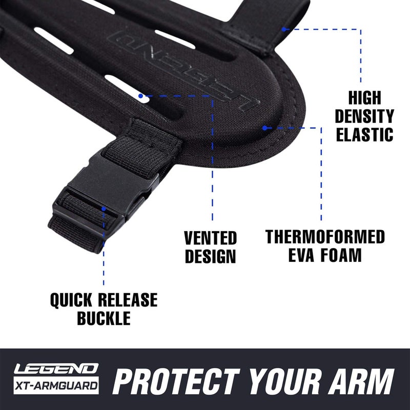 LEGEND Armguard XT Archery Arm Guard - Vented Design in Thermo Shaped EVA Foam - Forearm Guards with Full Coverage & Protection - Adjustable Elastic Straps with Quick-Release Buckles - Black - L - Image 2